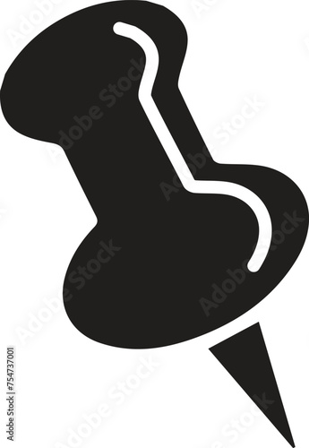 Push pin icon set in flat style. Vector isolated design element