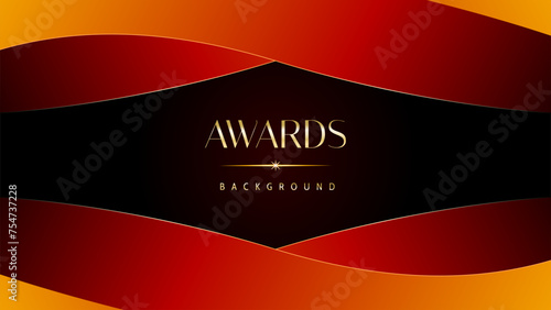 Red orange and golden awards graphics background. Elegant orange premium template design. Wedding invitation card. Engagement ceremony invite. Luxury premium corporate abstract design template.