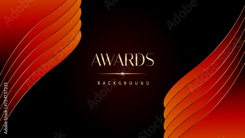 Red orange and golden awards graphics background. Elegant orange premium template design. Wedding invitation card. Engagement ceremony invite. Luxury premium corporate abstract design template.