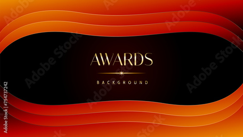Red orange and golden awards graphics background. Elegant orange premium template design. Wedding invitation card. Engagement ceremony invite. Luxury premium corporate abstract design template.