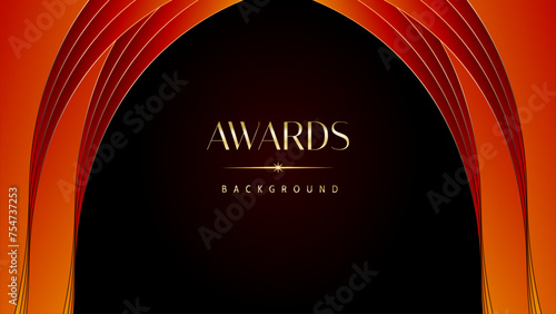 Red orange and golden awards graphics background. Elegant orange premium template design. Wedding invitation card. Engagement ceremony invite. Luxury premium corporate abstract design template.