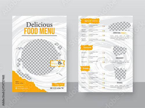 Both sided vector food menu design.