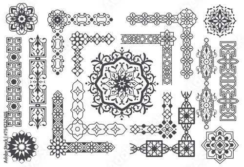 Islamic border and pattern design element vector illustration