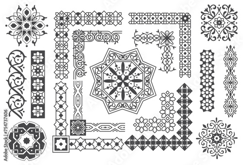 Islamic border and pattern design element vector illustration