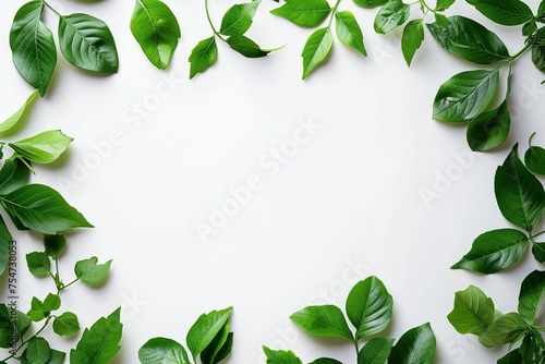 Verschiedene grüne Blätter bilden einen Rahmen  photo