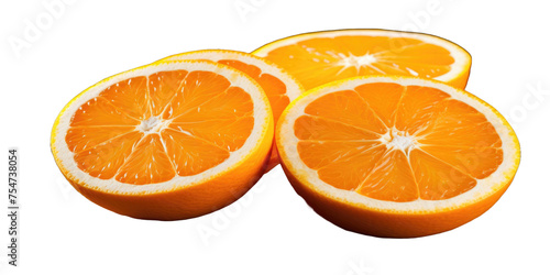  three orange slices isolated on white background