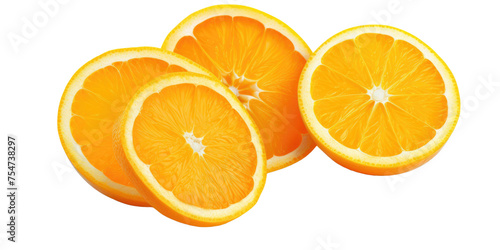  three orange slices isolated on white background