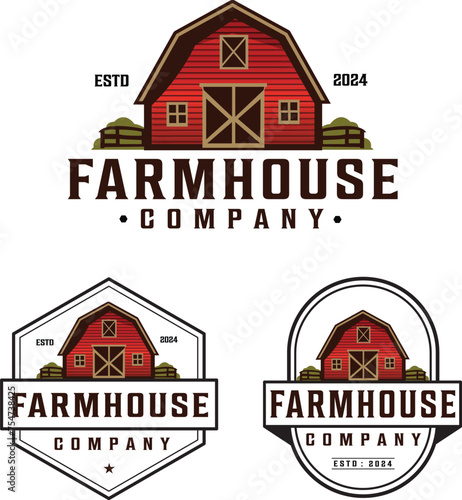 Farmhouse logo design with editable vector file
