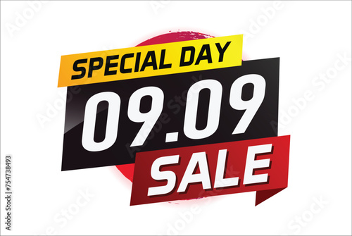 9.9 Special day sale word concept vector illustration with ribbon and 3d style for use landing page, template, ui, web, mobile app, poster, banner, flyer, background, gift card, coupon

