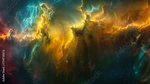 Abstract Universe Concept with Colorful Nebula, Mystical Space Background, Science and Fantasy Design
