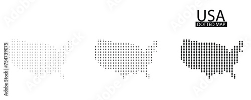 set of USA dotted map vector on white isolated