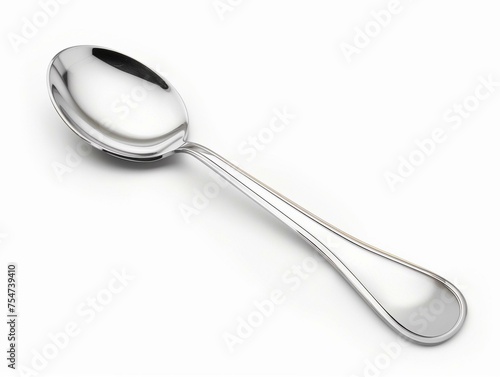 Polished Silver Spoon on White Background for Dining Elegance