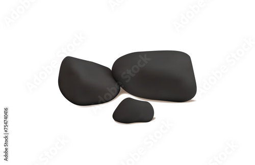 Black pebble stone on white background, vector