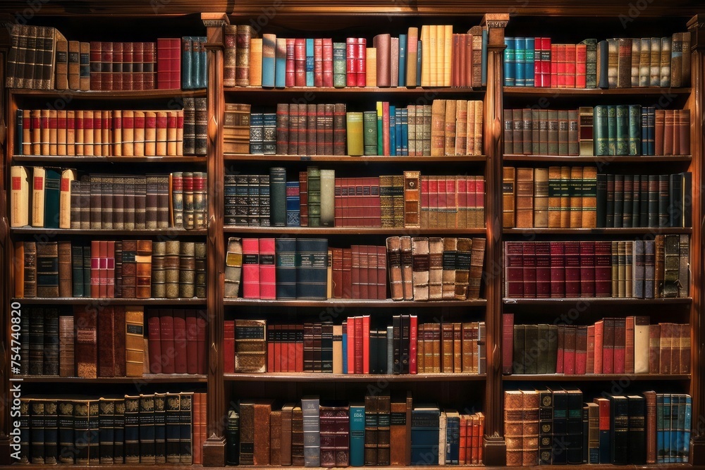 Full frame bookshelves. AI generative Full frame bookshelves. AI generative