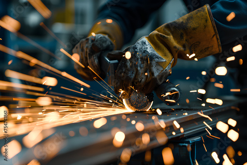 Worker grinding metal © fndy