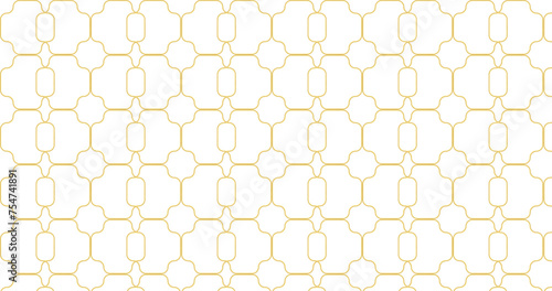 Gold simple Seamless Pattern. Arabic Mosaic Ornament. Eid Mubarak Muslim Background. Ramadan Kareem Islamic white background.