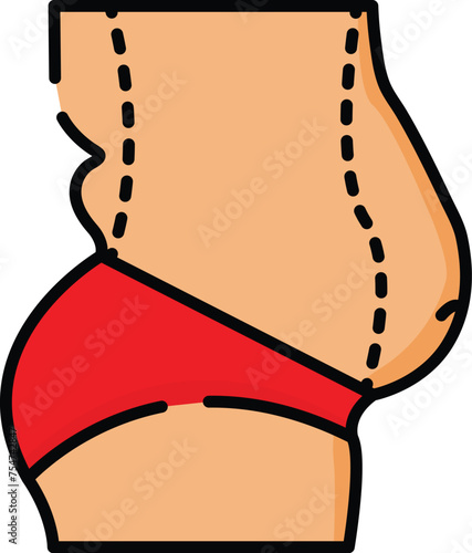 Abdominoplasty thin line icon, body correction. Plastic surgery. Vector illustration.