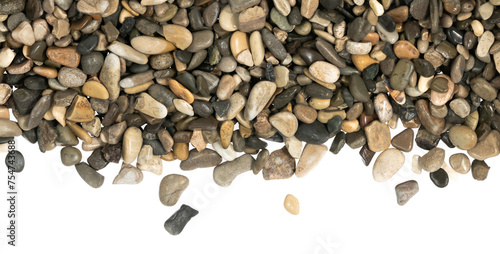 Wet sea pebbles isolated on white background. natural aquarium soil. beach pebbles texture close up © Илья Подопригоров