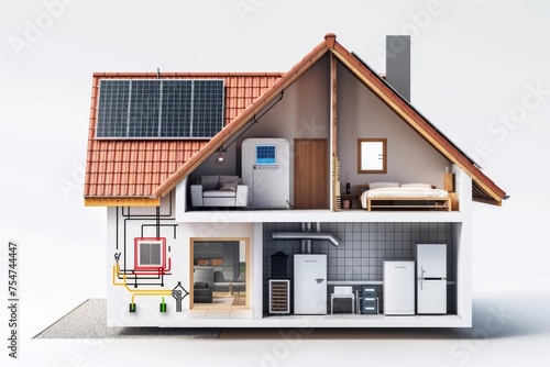 Obraz na płótnie Revolutionizing Urban Landscapes with Smart Eco Homes: How High Tech Designs and Sustainable Practices Enhance Residential Areas w salonie