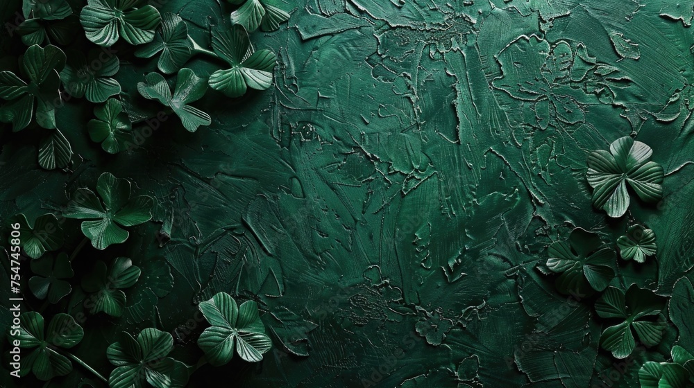 Dark green velvet texture with subtle shamrock embossing, creating a luxurious background for St. Patrick's Day celebrations Dark green velvet texture with subtle shamrock embossing, creating a luxurious background for St. Patrick's Day celebrations