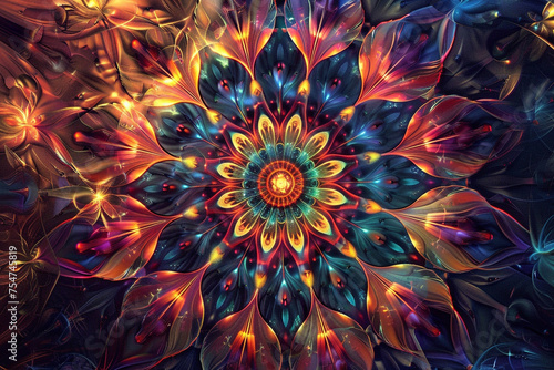 abstract fractal background with a colored mandala