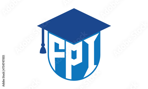 FPI initial letter academic logo design vector template. school college logo, university logo, graduation cap logo, institute logo, educational logo, library logo, teaching logo, book shop, varsity	