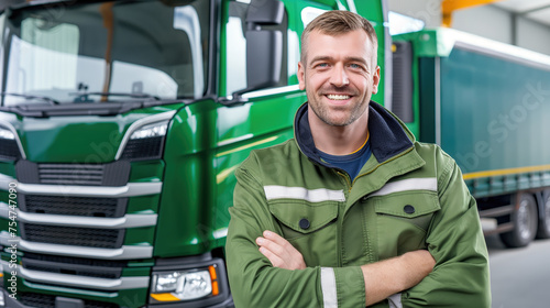Backbone of the Supply Chain, Efficiently Delivering Goods, Truck Driver and his Cargo Truck, Generative AI