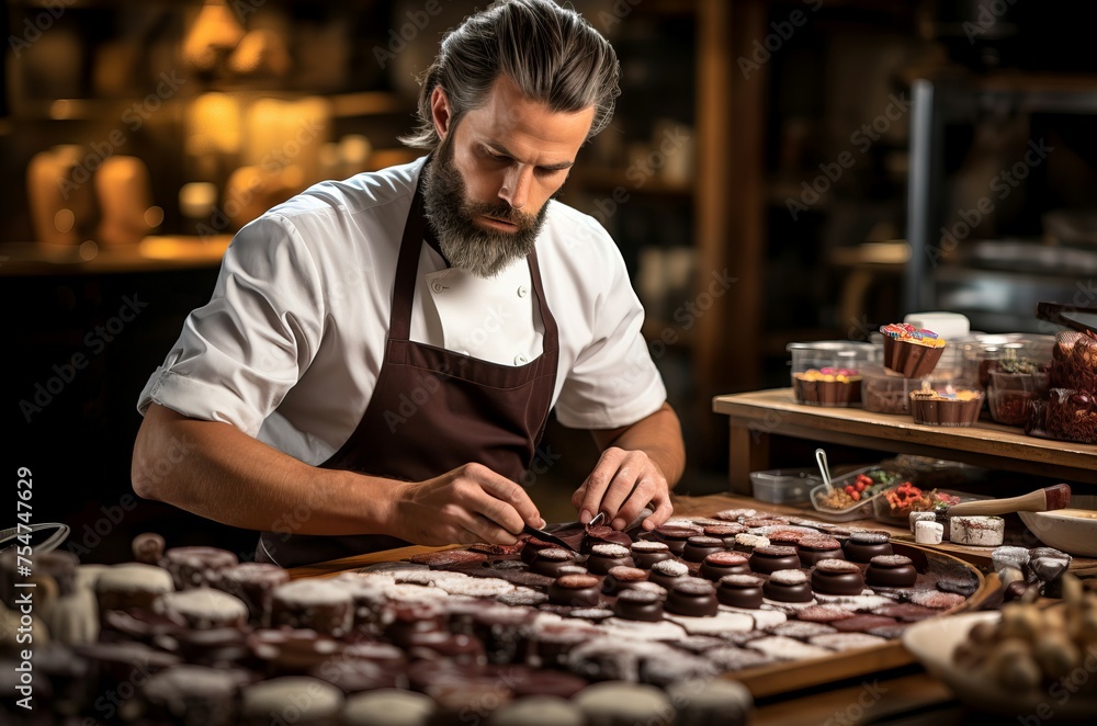 Indulgent Master chef chocolate. Cooking dessert. Generate Ai Indulgent Master chef chocolate. Cooking dessert. Generate Ai