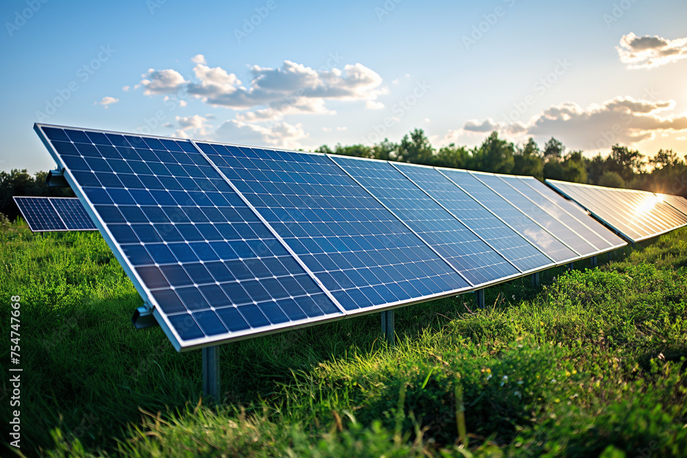 Renewable energy farm solar and wind for clean energy background.