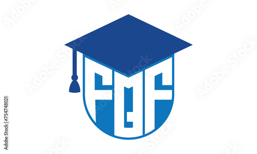 FQF initial letter academic logo design vector template. school college logo, university logo, graduation cap logo, institute logo, educational logo, library logo, teaching logo, book shop, varsity	 photo