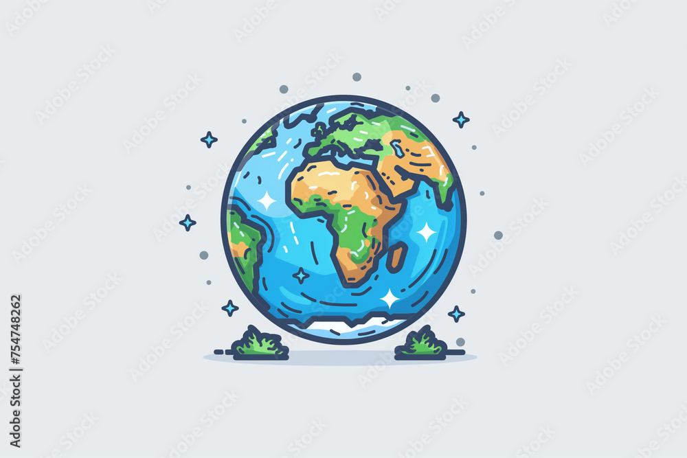 Green Earth globe with water drops, illustrating the concept of global water resources and environmental conservation