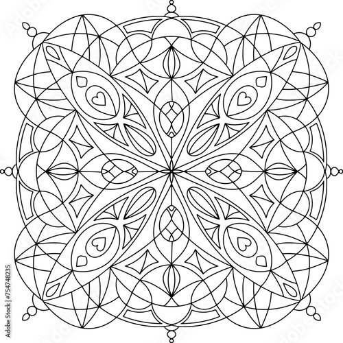 Pattern. Mandala. Geometric. Coloring.