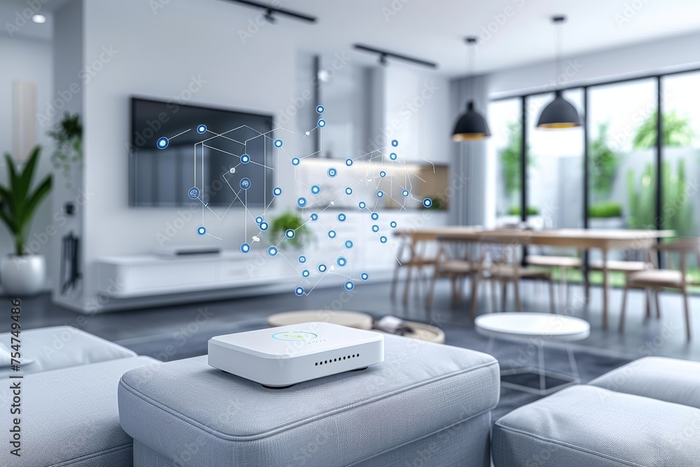 Fototapeta premium Creating Sustainable Urban Spaces: Advanced Architectural Trends and Connected Security Solutions for Efficient Living