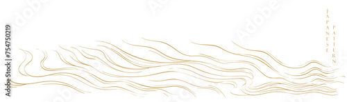 Abstract landscape with Japanese wave pattern vector. Nature art background with Chinese wave and cloud template in oriental style.