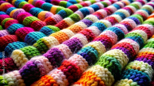 Vibrant Multicolored Crocheted Blanket with a Textured Pattern  © sanchezz111
