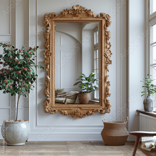 Elegant Wooden Mirror Frame Featured for Luxury Decor