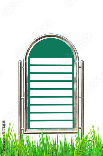 blank sign on green grass isolated