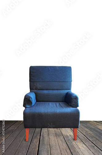 old single sofa seat on wood floor isolated