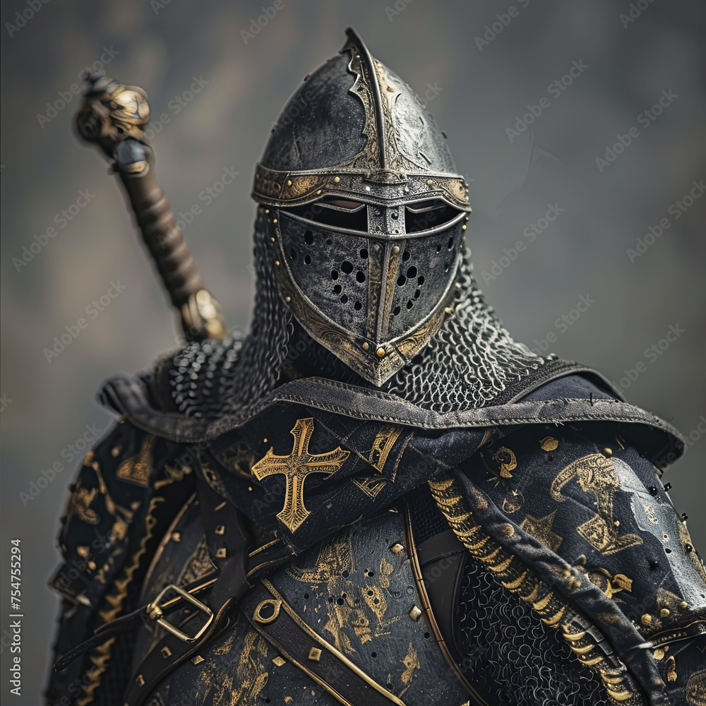 Medieval knight on grey background Medieval knight on grey background