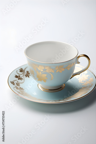 Vintage Porcelain Teacup and Saucer - Depicting Gracefulness and Artistic Craftsmanship