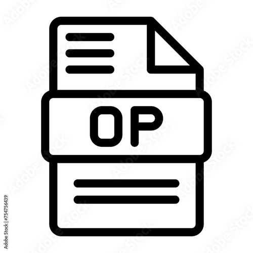 Op File type Icons. Audio Extension icon Outline Design. Vector Illustrations.