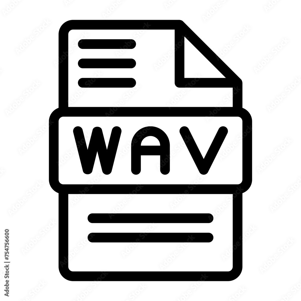 WAV File Icon Vector. Outline WAV File Sign. Isolated Contour Symbol Illustration WAV File Icon Vector. Outline WAV File Sign. Isolated Contour Symbol Illustration