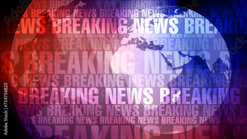 News background with breaking news text and world globe creates modern and creative typography for global report