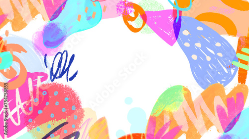 Multi colors brush painted splash with white background design 