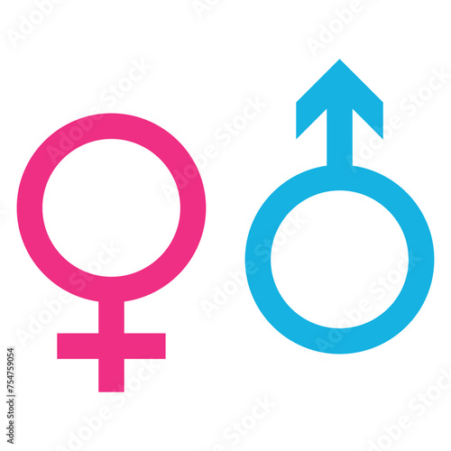Gender Sign Symbol Icon Vector Illustration. Male, female sign of gender equality icon vector. 