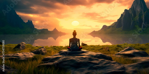 meditation and mindfulness to relieve stress and improve mental well-being. Generative Ai © Лилия Захарчук