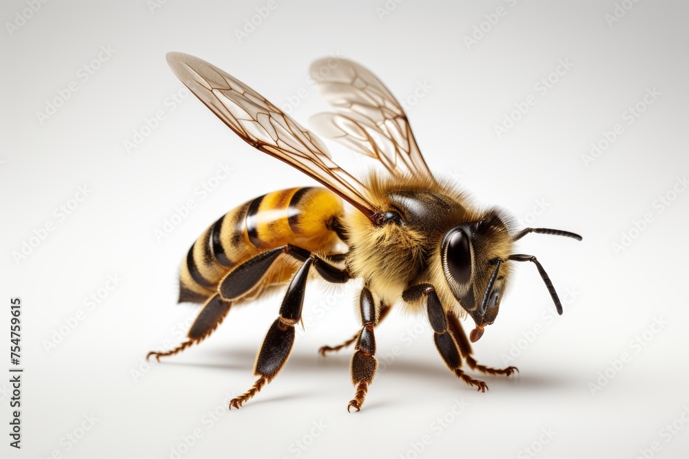 Detailed honey bee , entomology, nature. Insect, biology, macro. Isolated white Detailed honey bee , entomology, nature. Insect, biology, macro. Isolated white