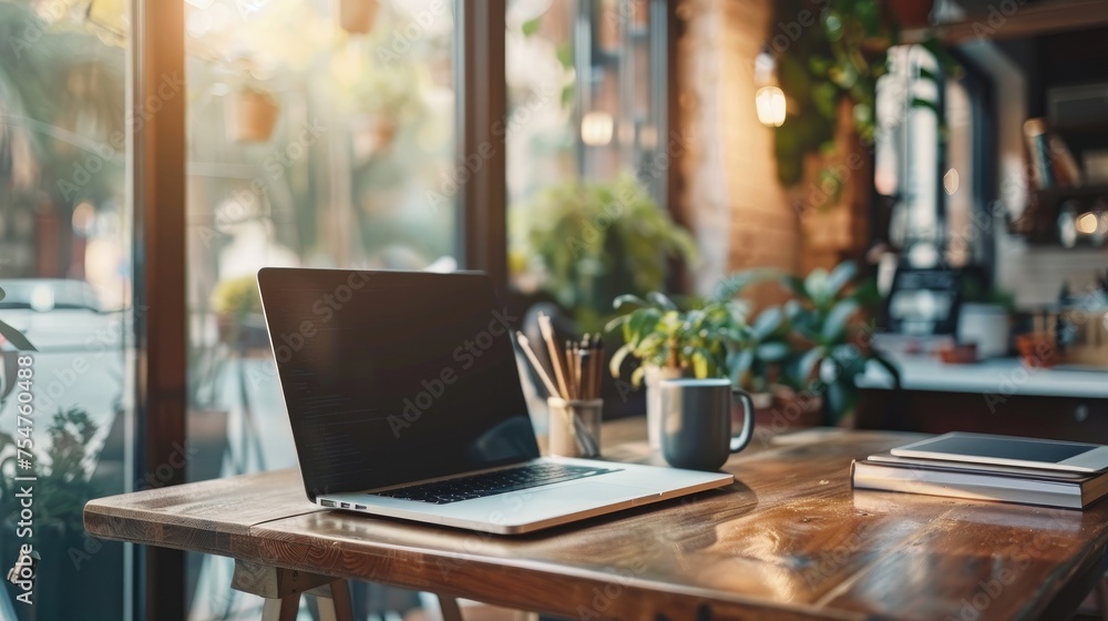 Modern Remote Work Setup with Houseplants Modern Remote Work Setup with Houseplants