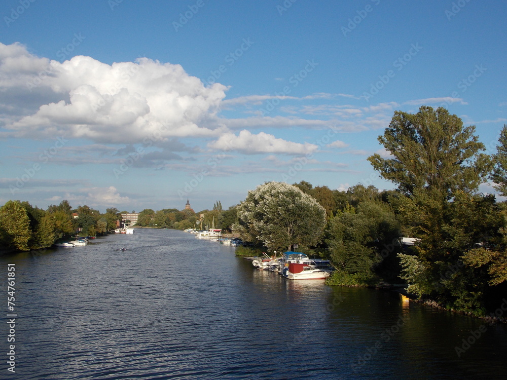 Blick auf Stadt Brandenburg von der Havelbrücke