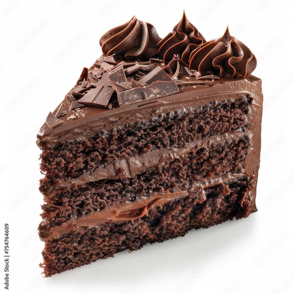 Realistic photos showing chocolate cakes on a white background